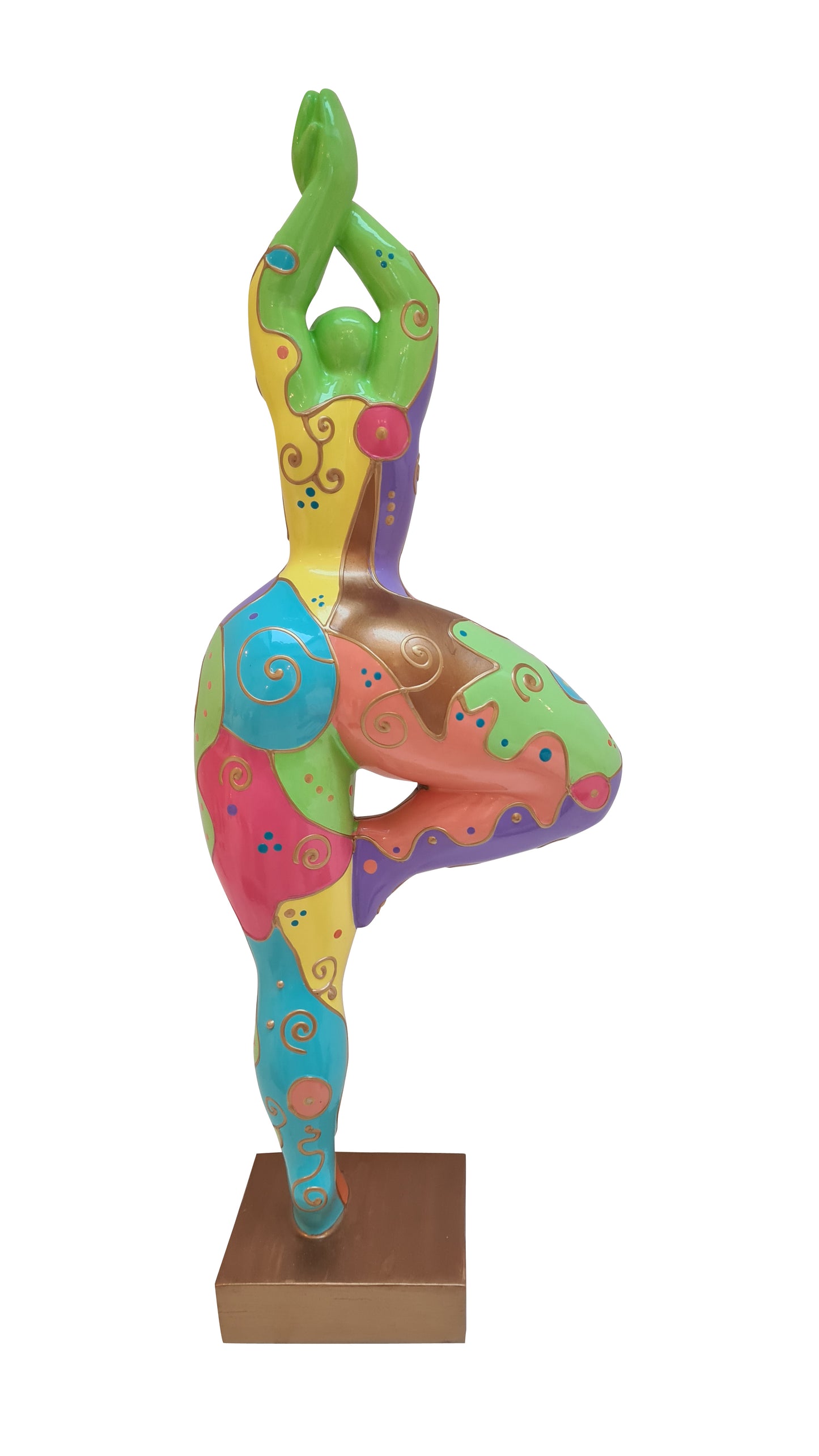 Sculpture femme ou Nana ronde et multicolore, hauteur 52 cm. Modèle Pastel