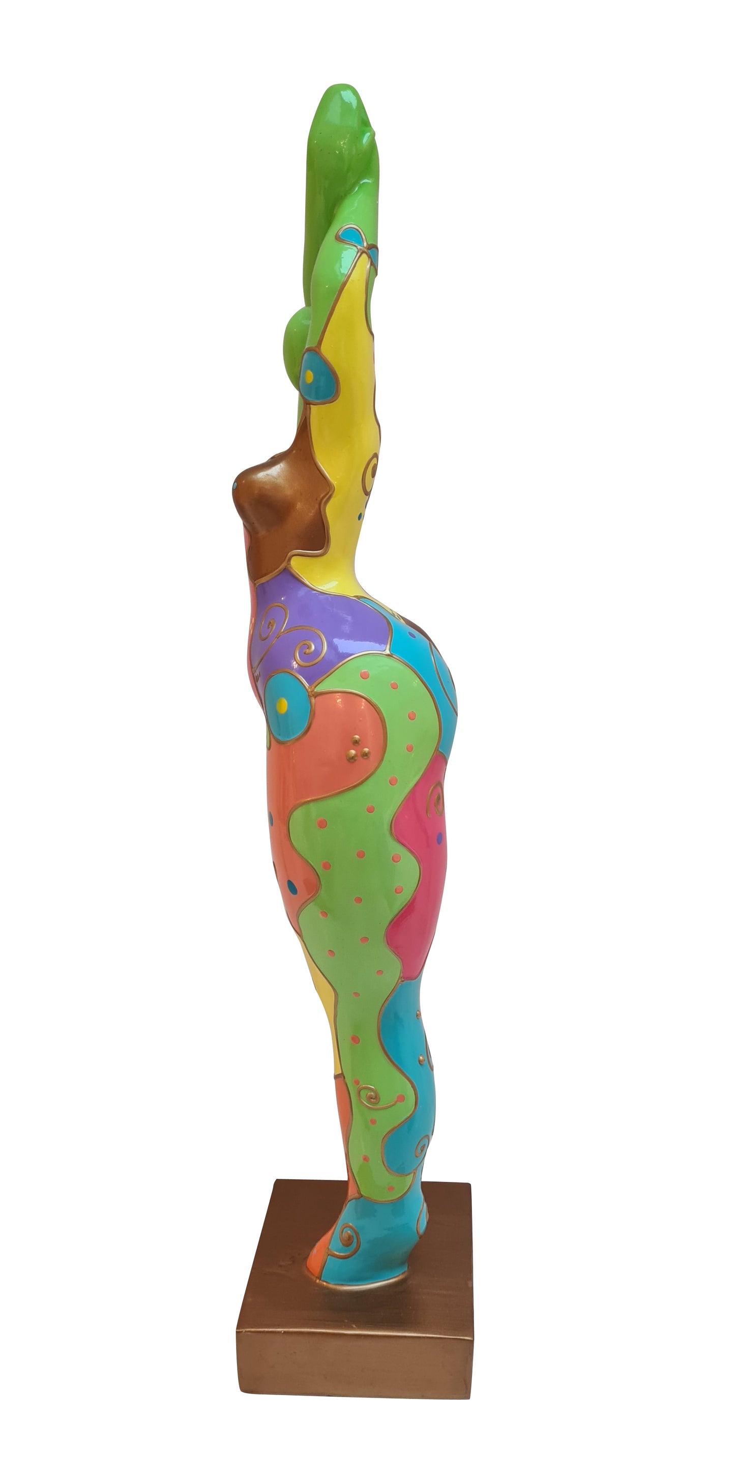 Sculpture femme ou Nana ronde et multicolore, hauteur 52 cm. Modèle Pastel