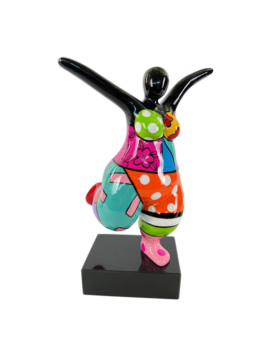 Sculpture femme style Nana, en résine multicolore. Hauteur 31 centimètres