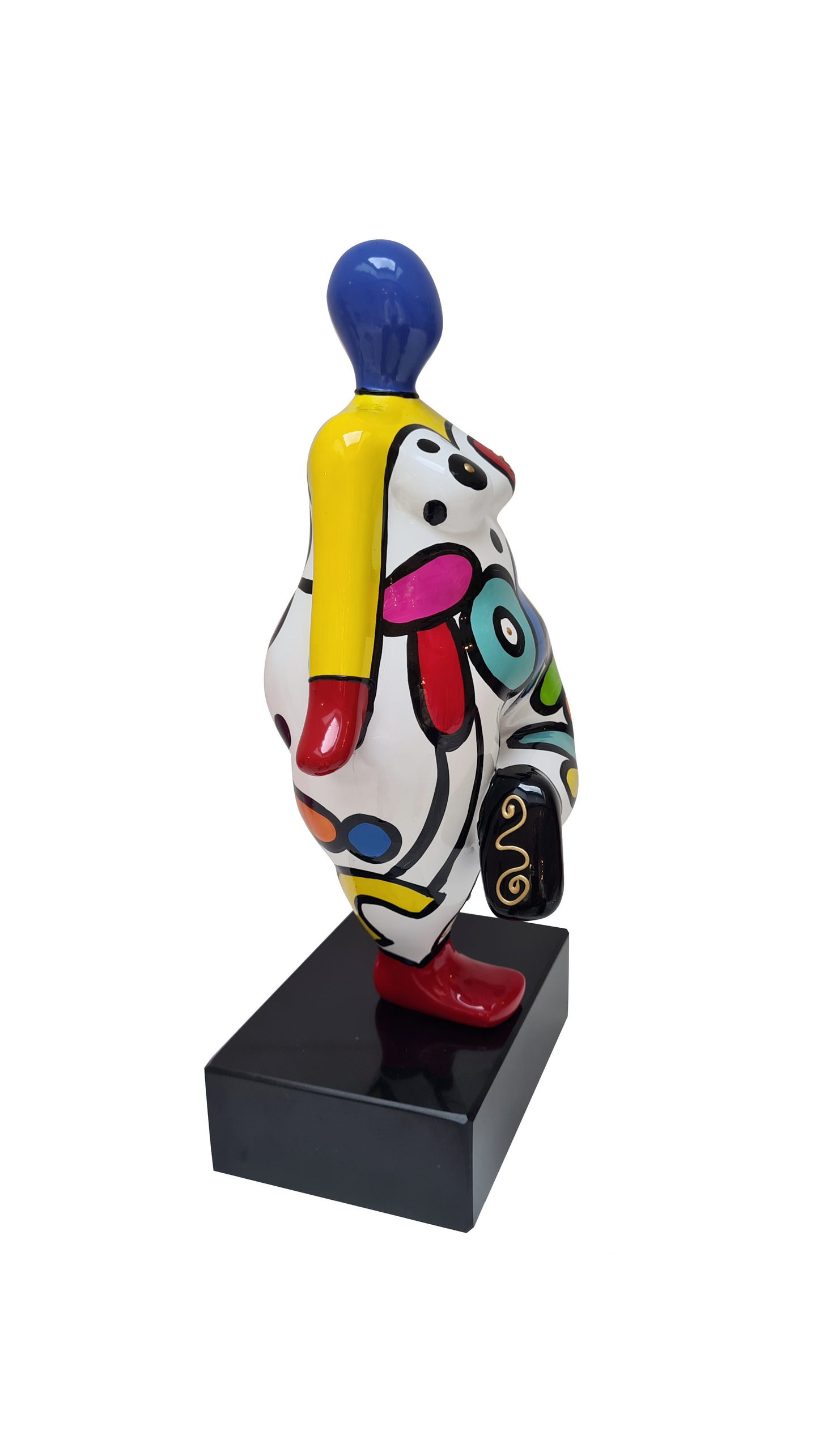 Sculpture femme style Nana, en résine multicolore. Hauteur 31 centimètres