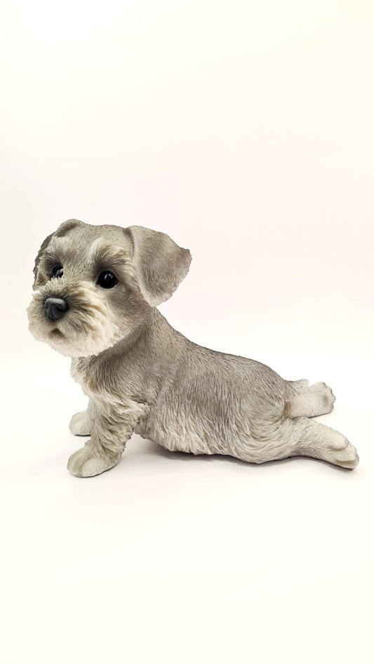 Statue chiot Fox Terrier en résine, longueur 17 centimètres