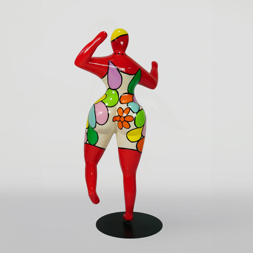 Statue of Nana woman or dancer in multicolored resin. Height 155 centimeters