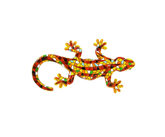 Sculpture de salamandre ou lézard orange, mosaïque Barcino, longueur 15 centimètres