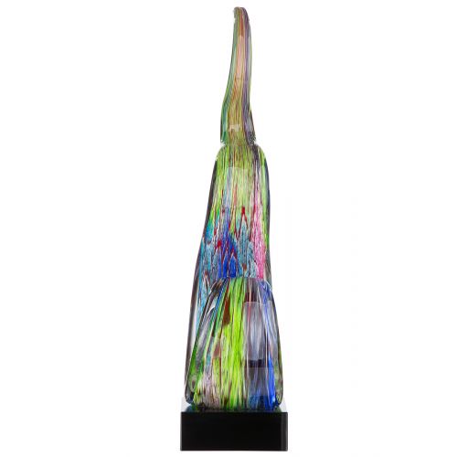 Sculpture artistique en verre multicolore, hauteur 33 centimètres