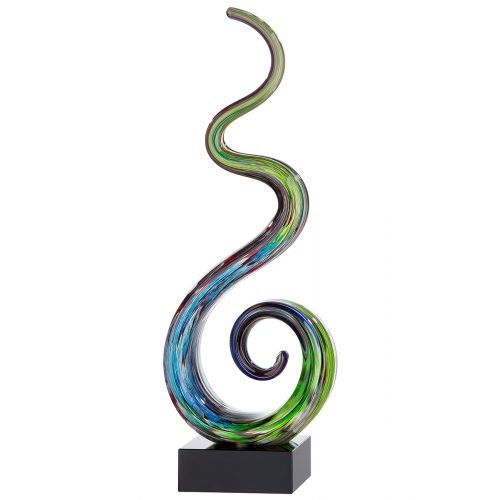 Sculpture artistique en verre multicolore, hauteur 33 centimètres