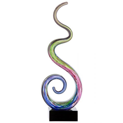 Sculpture artistique en verre multicolore, hauteur 33 centimètres