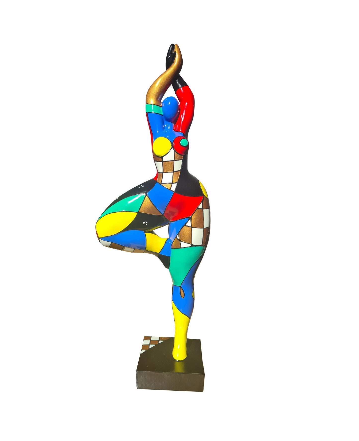 Sculpture femme ou Nana ronde et multicolore, hauteur 52 cm. Modèle Stella