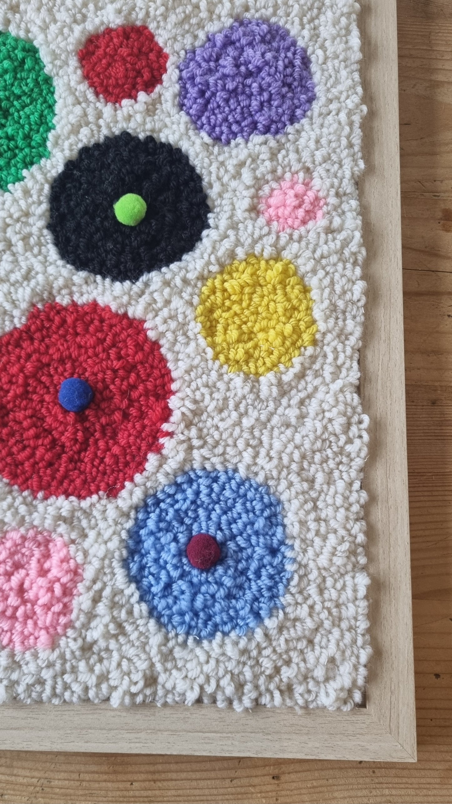 Multicolor Wool Punch Needle Tufted Wall Art Panel, size 38 × 38 cm