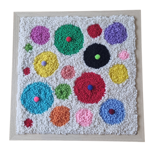 Multicolor Wool Punch Needle Tufted Wall Art Panel, size 38 × 38 cm