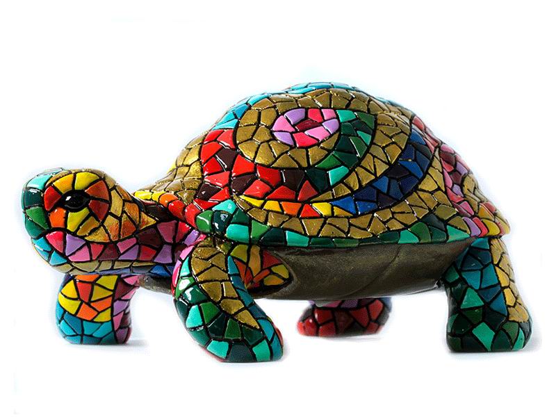 Statue de tortue en mosaïque Barcino. Longueur 14 centimètres